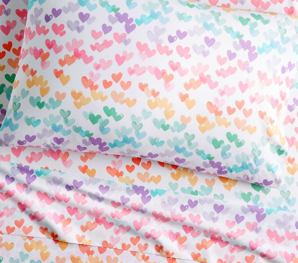 Organic Retro Heart Sheet Set Pottery Barn Kids AU